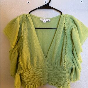 HYFVE Lime Green Ruffled Blouse